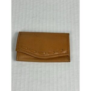 Vintage Hand Tooled Leather Key Wallet Holder Case Trifold Snap Button